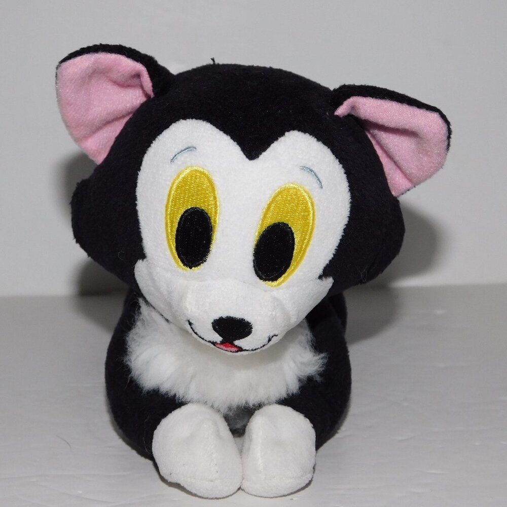 Disney Pinocchio Figaro Black White Laying Cat 8" Plush Stuffed Animal Toy
